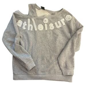Pinko Gray Cutout Athleisure Off the Shoulder Sweatshirt Embroidered XS ($250)